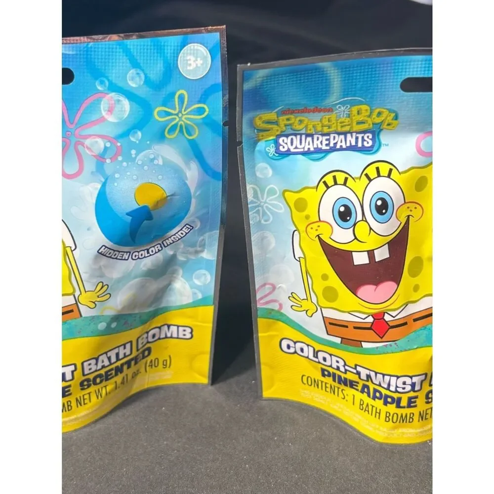2 New SpongeBob SquarePants Color-Twist Pineapple Scented Bath Bomb